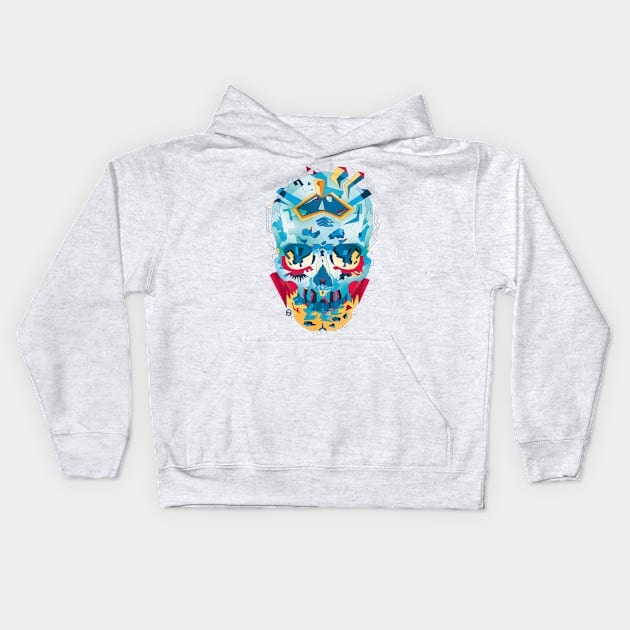 Blue Skull. Cosmo No 35 Kids Hoodie by typohole